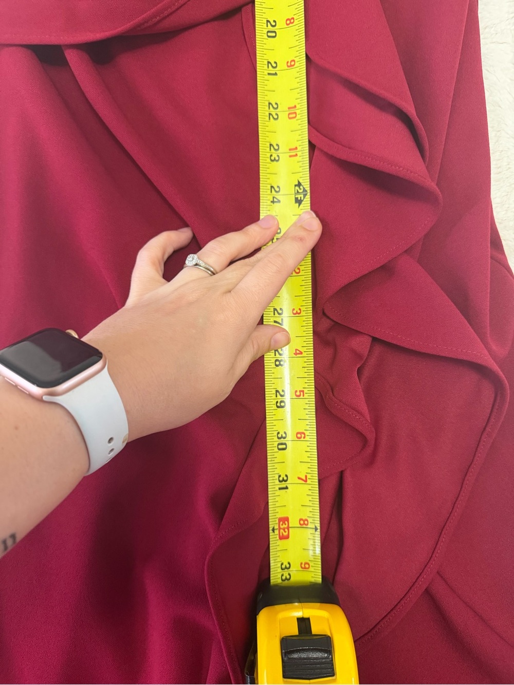 Burgundy V-Neck Ruched Twist Waist Ruffle High Low Evening Formal Dress Large - Picture 8 of 10